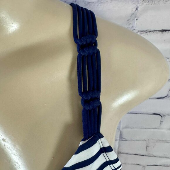 Kona Sol Navy & White Striped One-Piece Swimsuit – Size XL - Picture 3 of 11